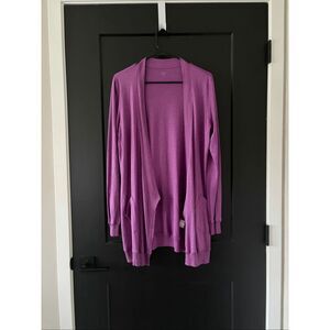 Eileen Fisher Purple Silk Cotton Blend Cardigan with Pockets Size Medium